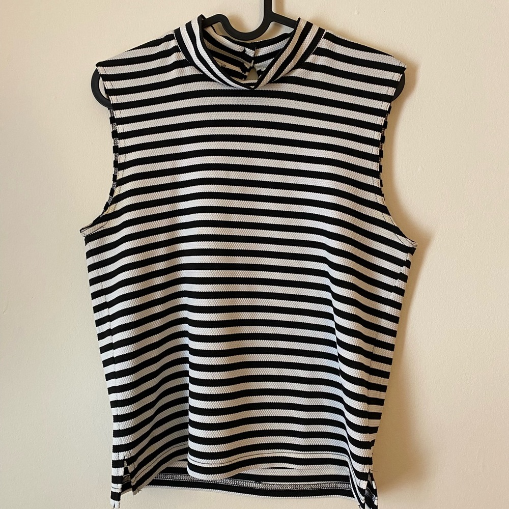 Chic Vintage Sleeveless Textured Striped Top